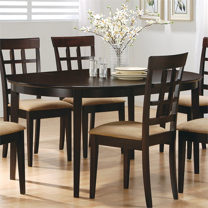 Home Square 4 Piece Set with Oval Butterfly Leaf Dining Table and 6 Chairs