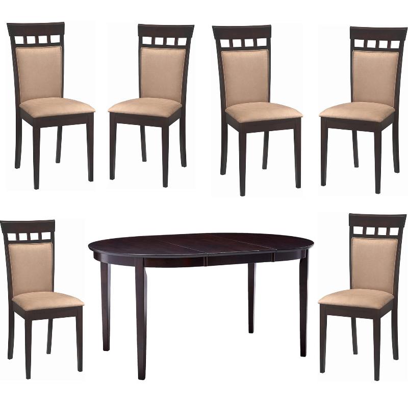 Home Square 4 Piece Set with Oval Butterfly Leaf Dining Table and 6 Chairs