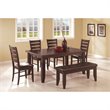 Home Square 4 Piece Set with Dining Table Bench and 2 Chairs in Cappuccino