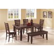 Home Square 4 Piece Set with Dining Table Bench and 2 Chairs in Cappuccino