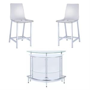 Home Square 3 Piece Set with Home Bar Unit with Clear Acrylic Front and 2 Chairs