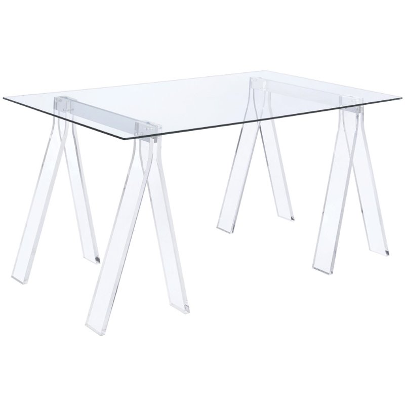 Home Square 2 Piece Set with Acrylic Office Swivel Chair and Writing Desk