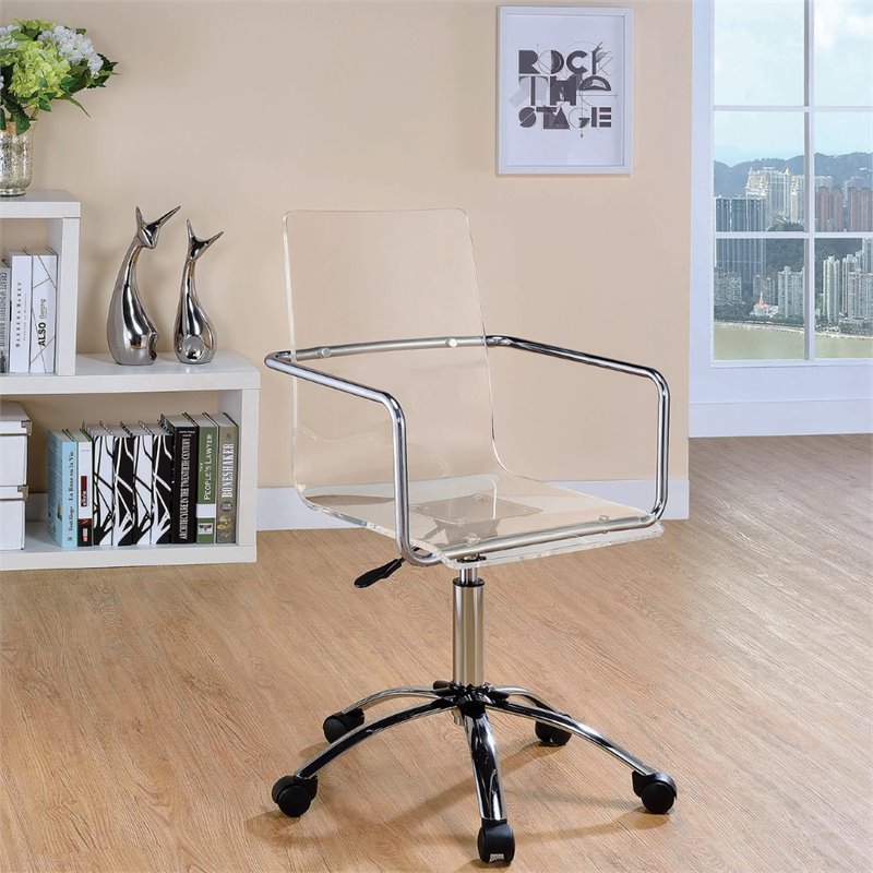 Home Square 2 Piece Set with Acrylic Office Swivel Chair and Writing Desk