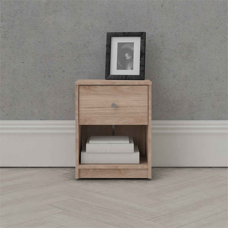 Home Square 2 Piece 1 Drawer Nightstand Set in Jackson Hickory