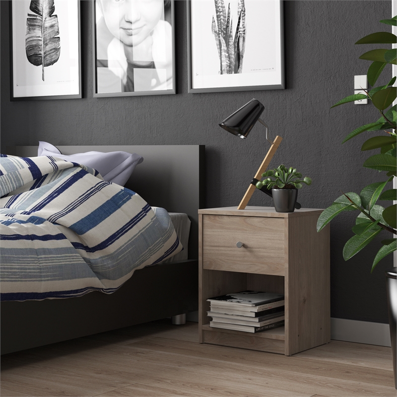 Home Square 2 Piece 1 Drawer Nightstand Set in Jackson Hickory