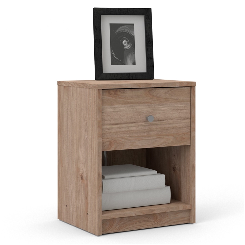 Home Square 2 Piece 1 Drawer Nightstand Set in Jackson Hickory