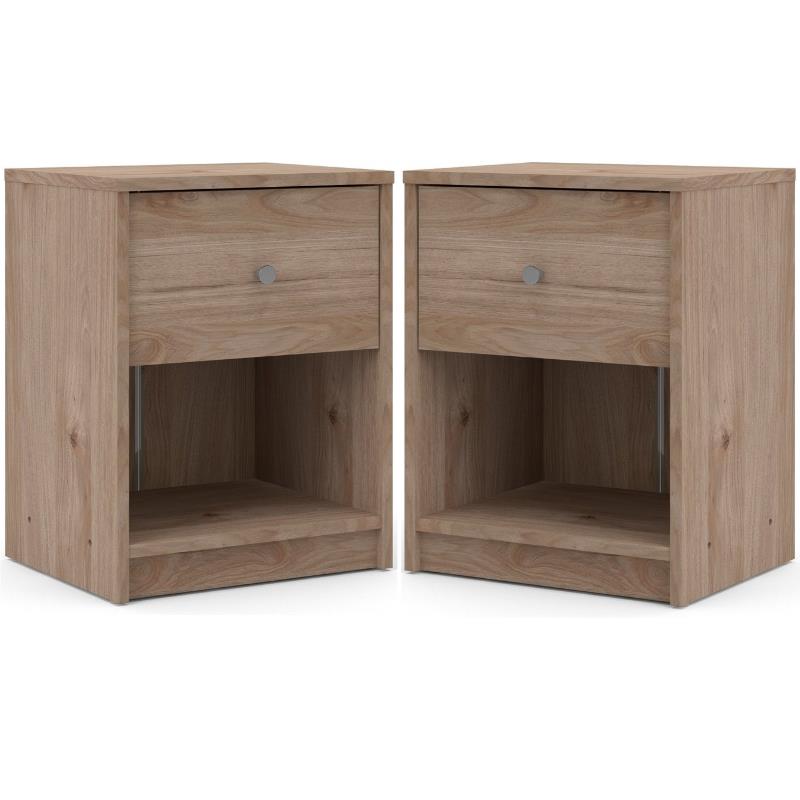 Home Square 2 Piece 1 Drawer Nightstand Set in Jackson Hickory