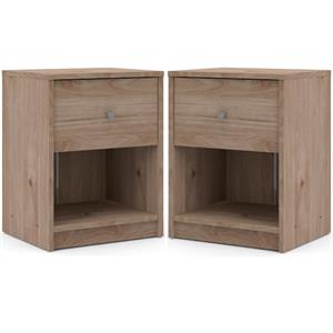 Home Square 2 Piece 1 Drawer Nightstand Set in Jackson Hickory
