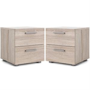 Home Square 2 Piece 2 Drawer Nightstand Set in Truffle