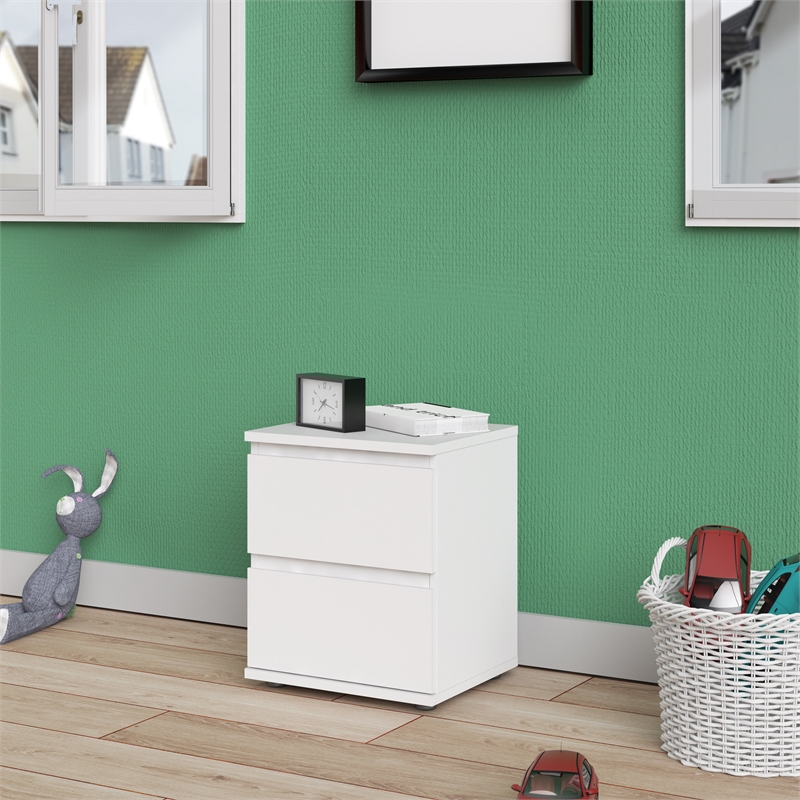 Home Square 2 Piece 2 Drawer Nightstand Set in White