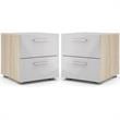 Home Square 2 Piece 2 Drawer Engineered Wood Nightstand Set in Oak/White