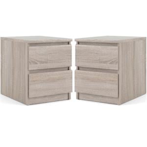 Home Square 2 Piece 2 Drawer Wood Nightstand Set in Truffle