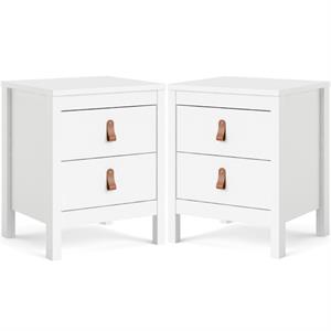 Home Square 2 Piece 2 Drawer Wood Nightstand Set in White