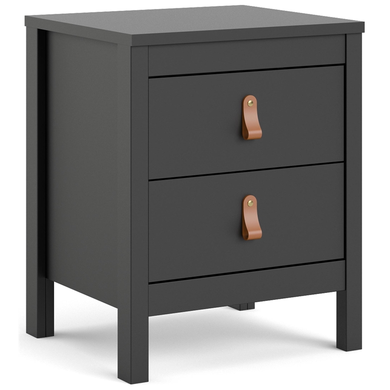 Home Square 2 Piece 2 Drawer Nightstand Set in Black Matte