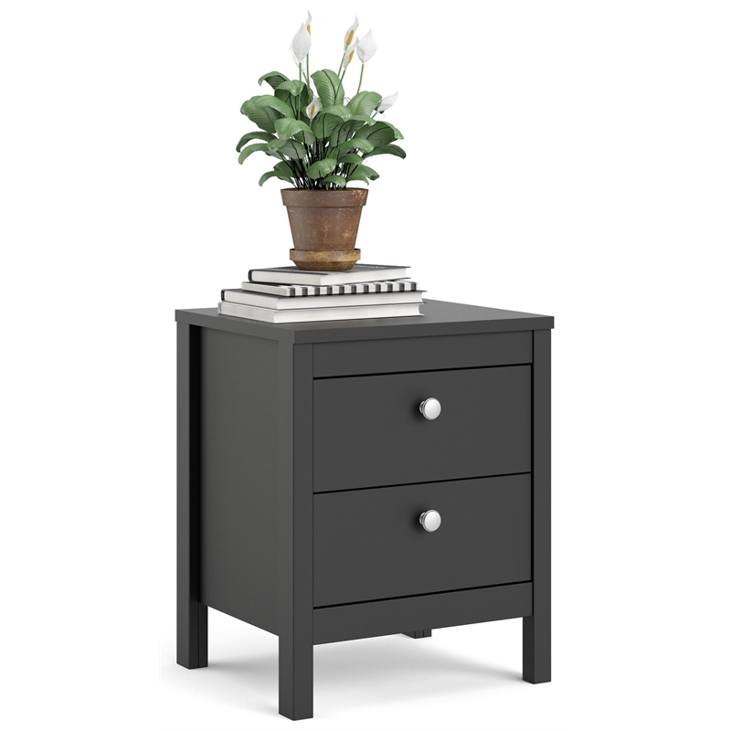 Home Square 2 Piece 2 Drawer Nightstand Set in Black Matte