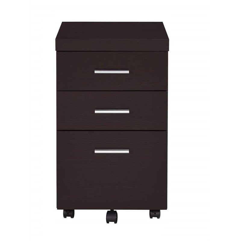 Home Square 2 Piece Set with Writing Desk and Mobile File Cabinet in Cappuccino