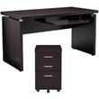 Home Square 2 Piece Set with Writing Desk and Mobile File Cabinet in Cappuccino