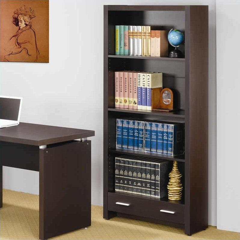 Home Square 3 Piece Set with Desk Mobile File Cabinet and Bookcase in Cappuccino