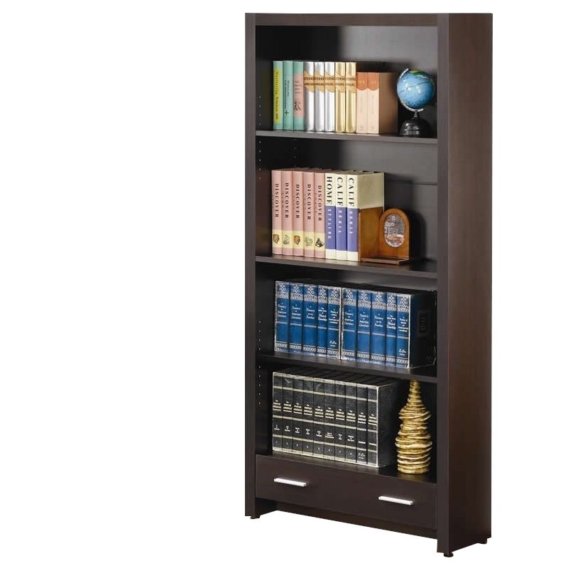 Home Square 3 Piece Set with Desk Mobile File Cabinet and Bookcase in Cappuccino