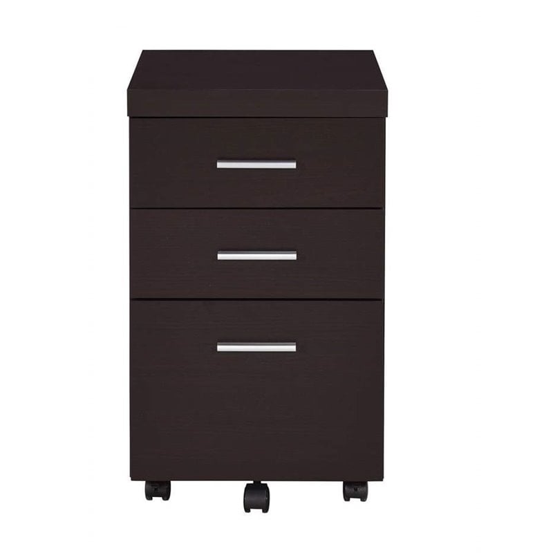 Home Square 3 Piece Set with Desk Mobile File Cabinet and Bookcase in Cappuccino