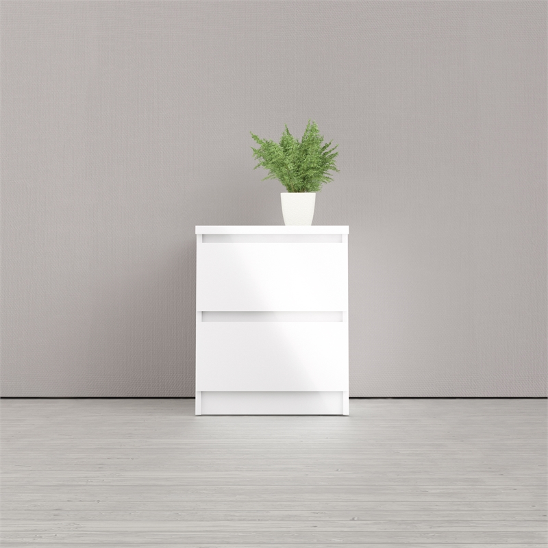 Home Square 2 Piece Furniture Set with Nightstand & Dresser in White High Gloss