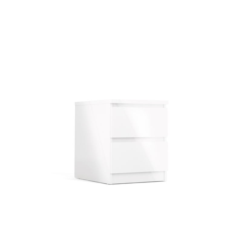 Home Square 2 Piece Furniture Set with Nightstand & Dresser in White High Gloss