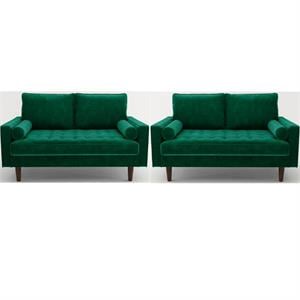 Home Square 2 Piece Velvet Living Room Loveseat Set in Green