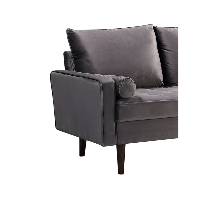 Home Square 2 Piece Mid-Century Velvet Living Room Loveseat Set in Gray