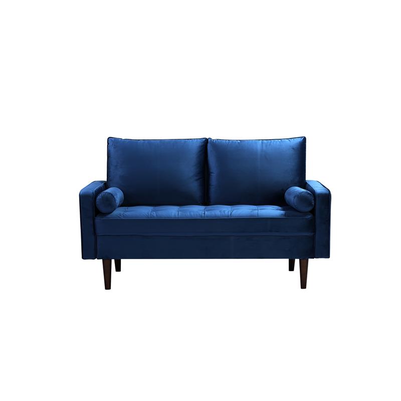 Home Square 2 Piece Mid-Century Velvet Living Room Loveseat Set in Blue