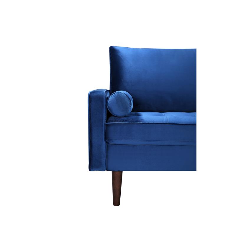 Home Square 2 Piece Mid-Century Velvet Living Room Loveseat Set in Blue