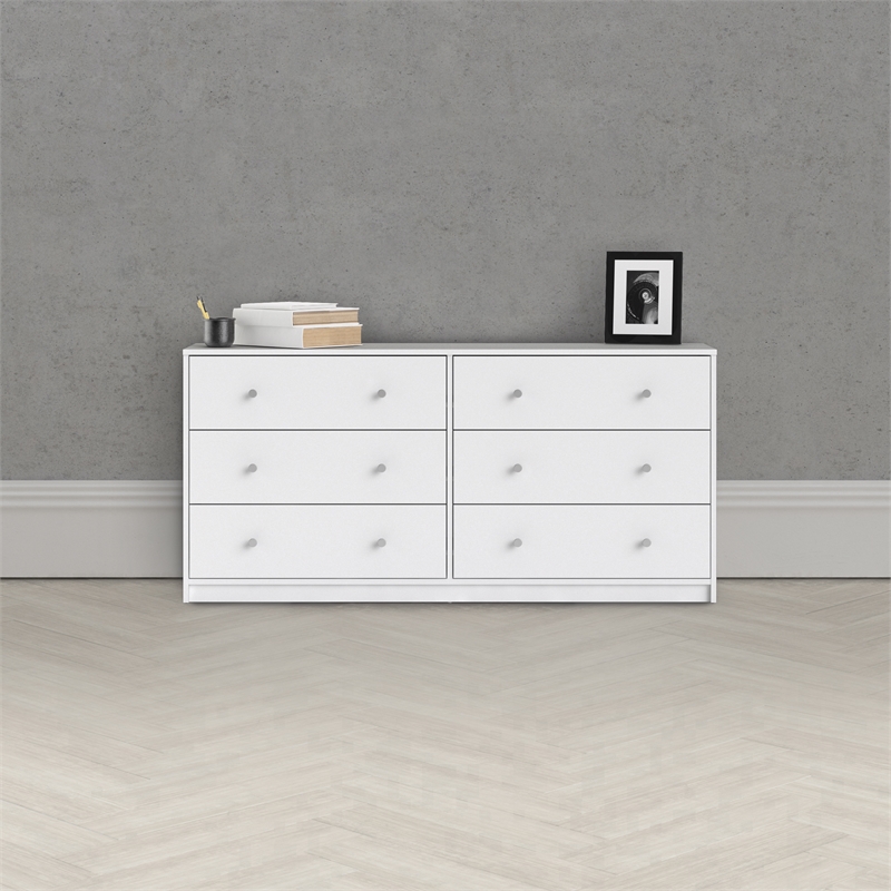 Home Square 3 Piece Set with 6 Drawer Double Dresser Nightstand and Chest