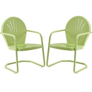 Home Square Griffith 2 Piece Modern Metal Patio Chair Set in Key Lime