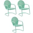 Home Square Griffith 3 Piece Modern Metal Patio Chair Set in Aqua