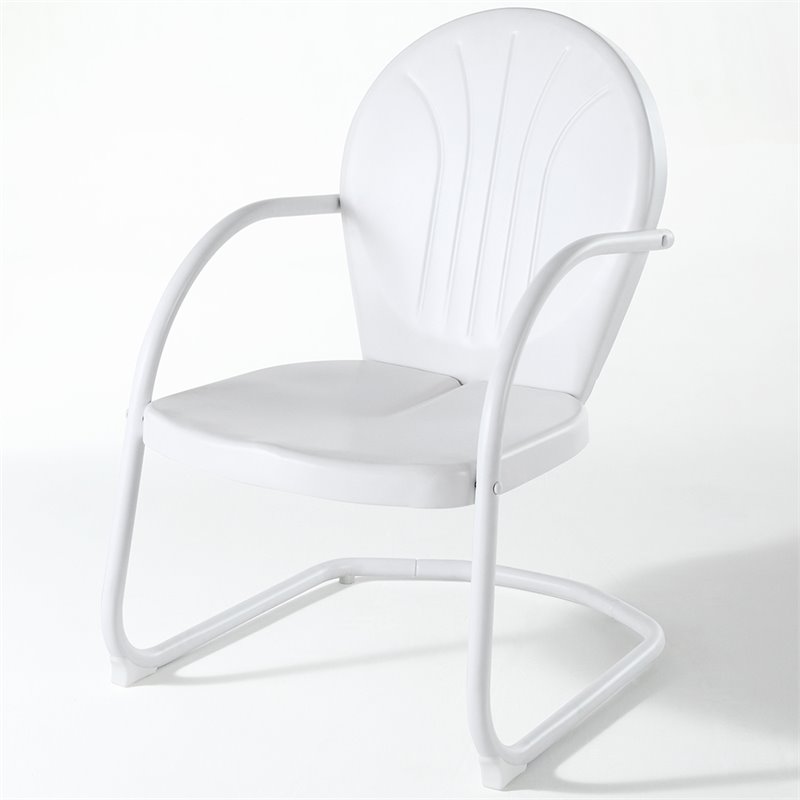 Home Square Griffith 3 Piece Modern Metal Patio Chair Set in White