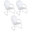 Home Square Griffith 3 Piece Modern Metal Patio Chair Set in White