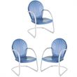 Home Square Griffith 3 Piece Metal Patio Chair Set in Sky Blue