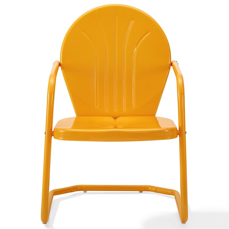 Home Square Griffith 4 Piece Metal Patio Chair Set in Tangerine and Aqua