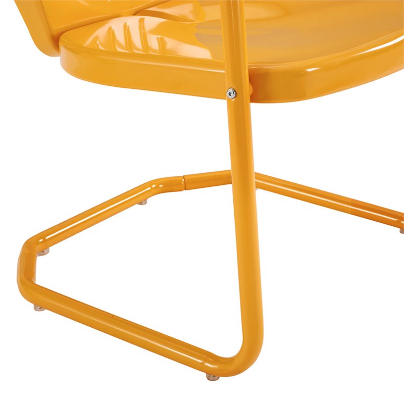 Home Square Griffith 4 Piece Metal Patio Chair Set in Tangerine and Aqua