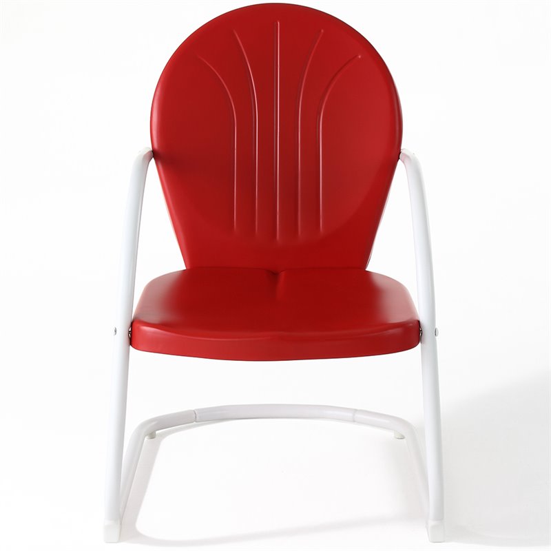 Home Square Griffith 4 Piece Metal Patio Chair Set in Tangerine and Red