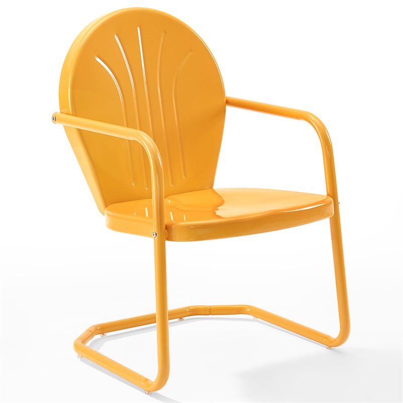 Home Square 4 Piece Metal Patio Chair Set in Tangerine and Grasshopper Green