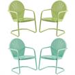 Home Square Griffith 4 Piece Metal Patio Chair Set in Key Lime and Aqua