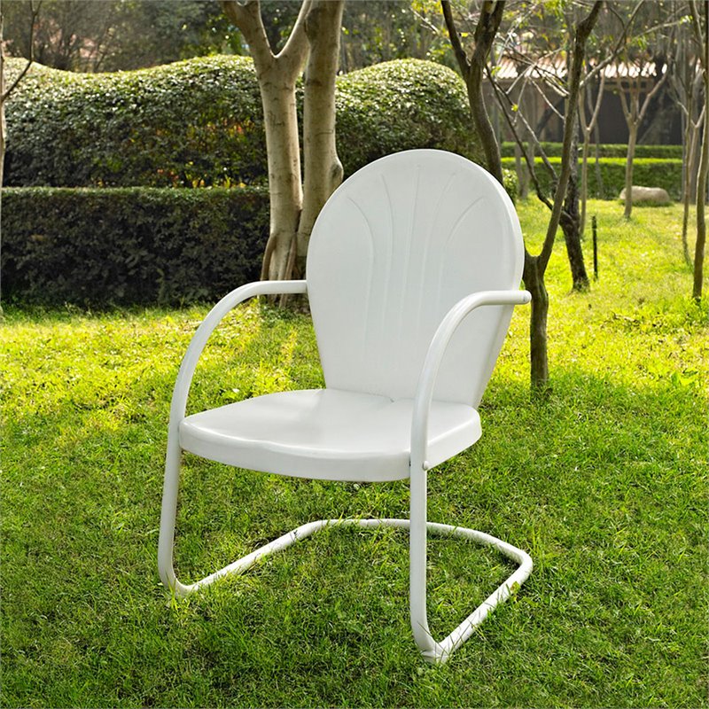 Home Square Griffith 4 Piece Metal Patio Chair Set in Key Lime and White