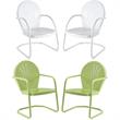 Home Square Griffith 4 Piece Metal Patio Chair Set in Key Lime and White