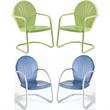 Home Square Griffith 4 Piece Metal Patio Chair Set in Key Lime and Sky Blue