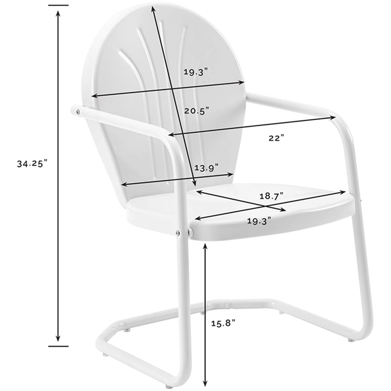 Home Square Griffith 4 Piece Metal Patio Chair Set in White and Red