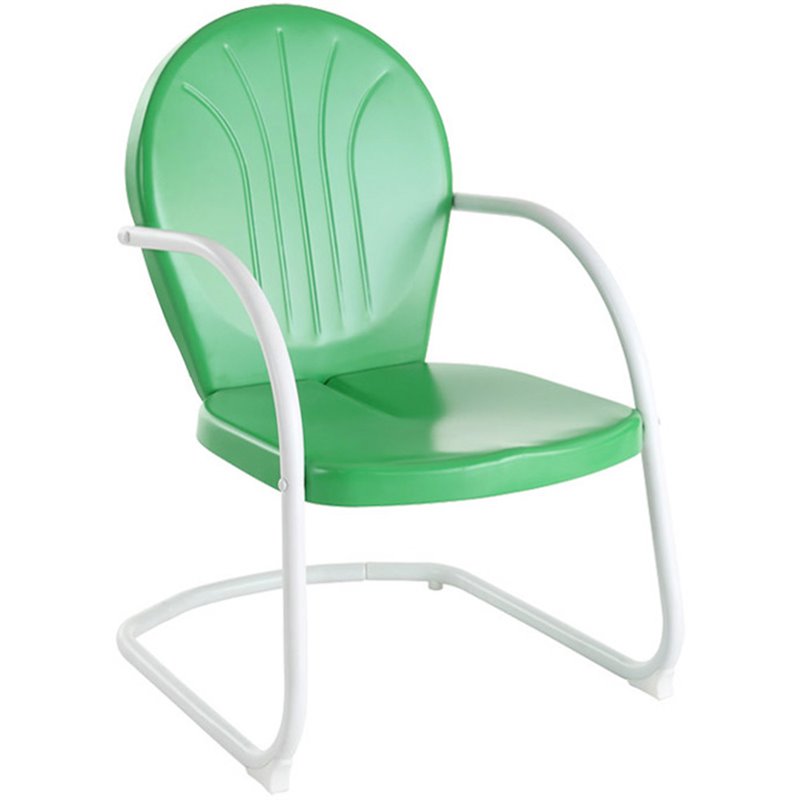 Home Square Griffith 4 Piece Metal Patio Chair Set in White & Grasshopper Green