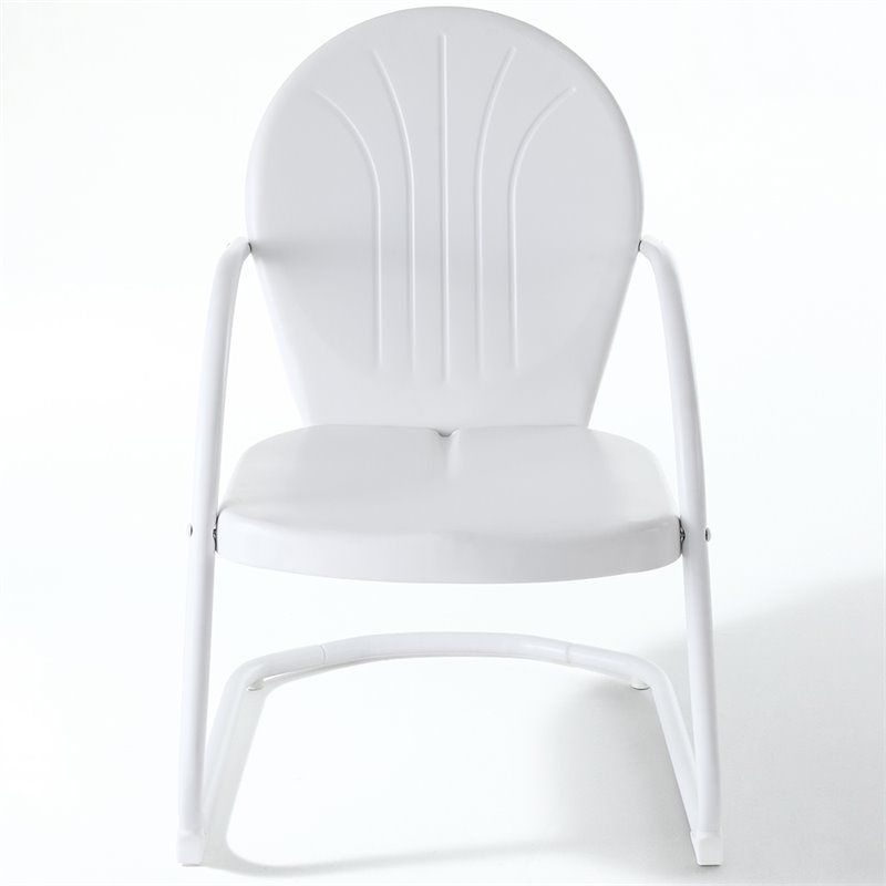 Home Square Griffith 4 Piece Metal Patio Chair Set in White & Sky Blue