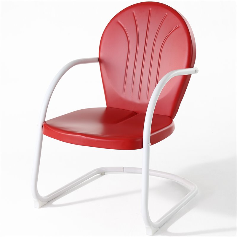 Home Square Griffith 4 Piece Metal Patio Chair Set in Red & Grasshopper Green