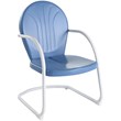 Home Square Griffith 4 Piece Metal Patio Chair Set in Red & Sky Blue