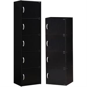 Home Square 2-Piece Set with 5 Shelf Bookcase and 4 Shelf Bookcase in Black